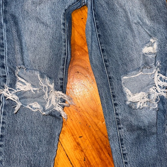 PacSun Ripped Blue High Rise Straight Jeans - Picture 2 of 8